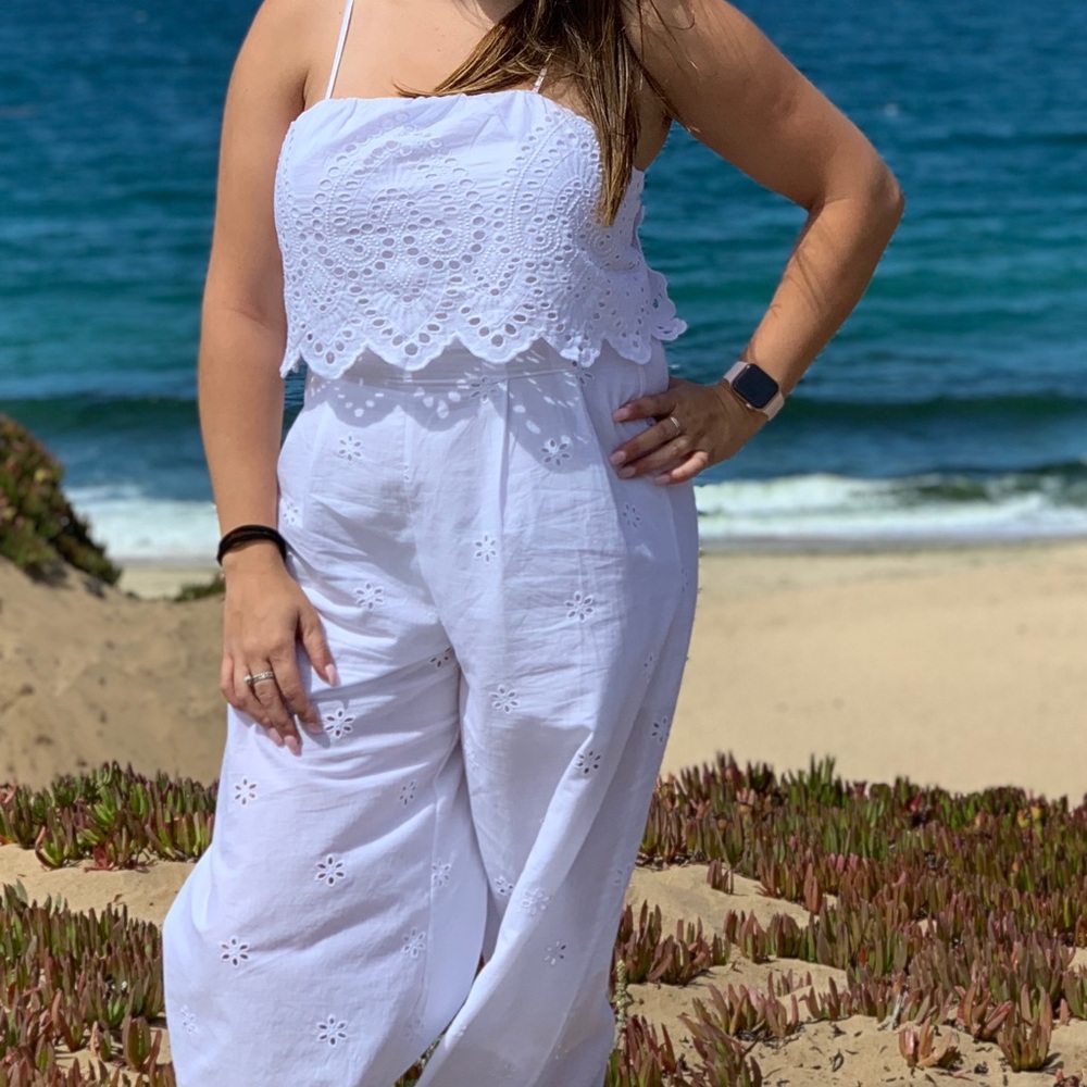Crop white jumpsuit